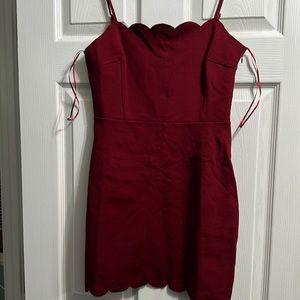 Red Bodycon min scalloped dress